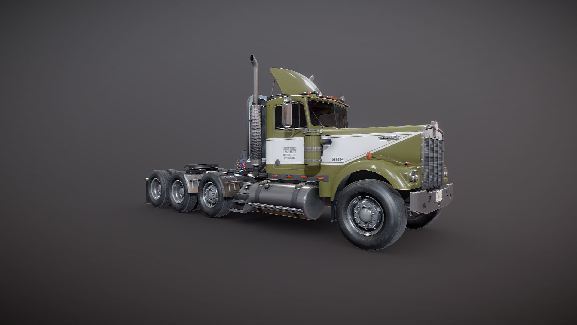 Kenworth W900A Day Cab Heavy Haul Spec Tractor  Low-poly 3D model_19