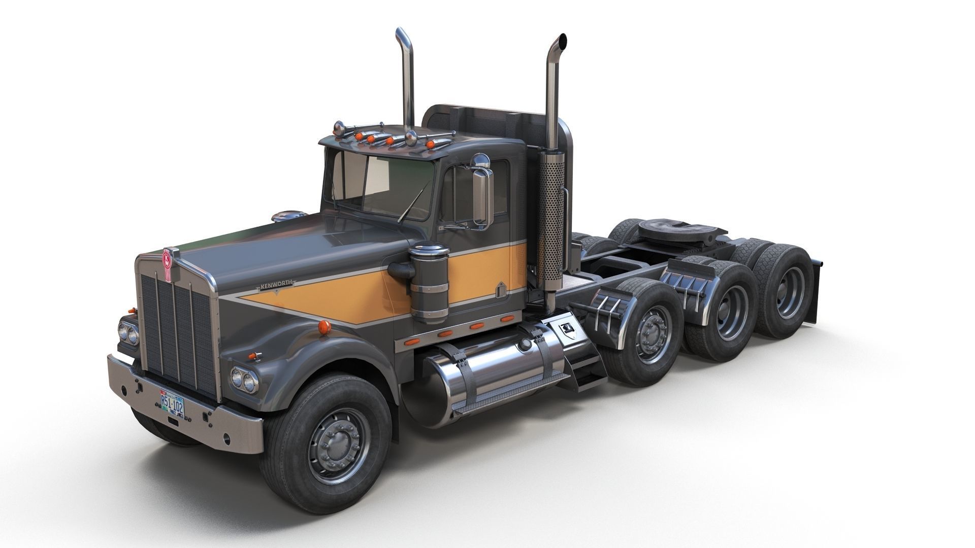 Kenworth W900A Day Cab Heavy Haul Spec Tractor  Low-poly 3D model_1