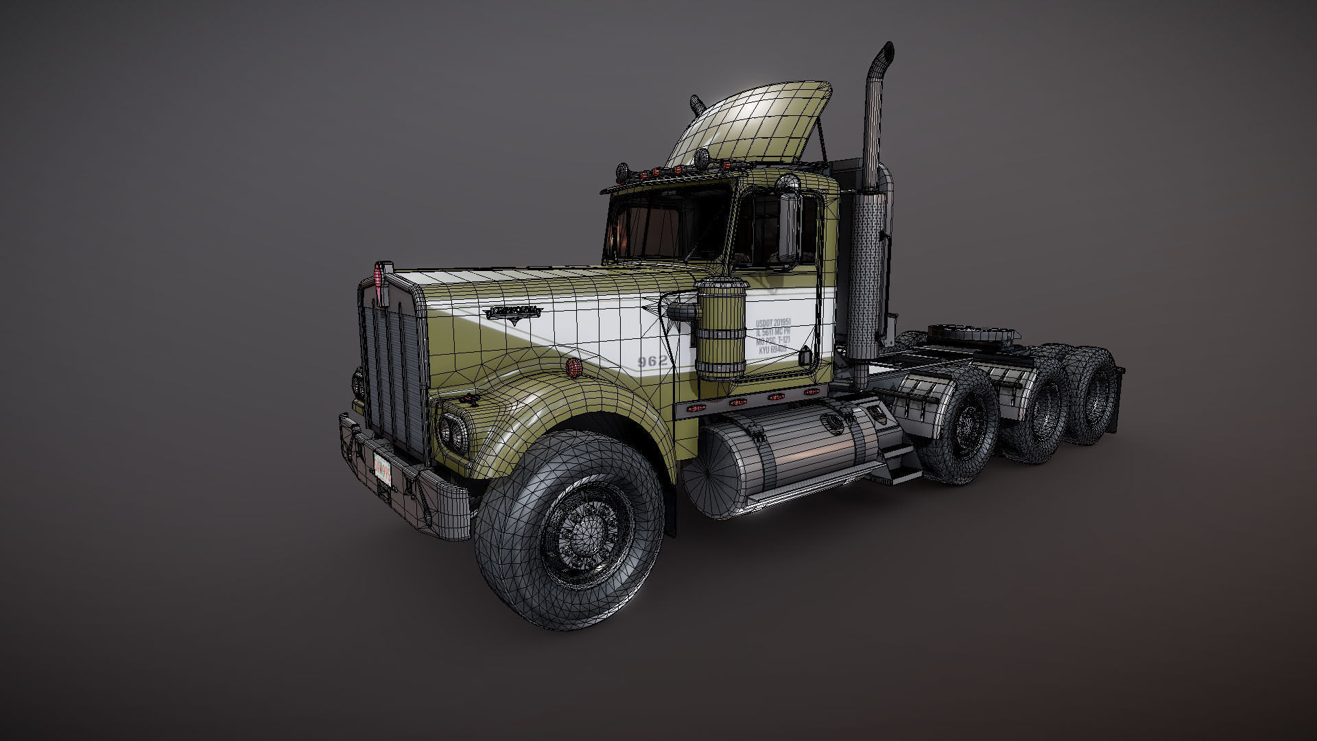 Kenworth W900A Day Cab Heavy Haul Spec Tractor  Low-poly 3D model_28