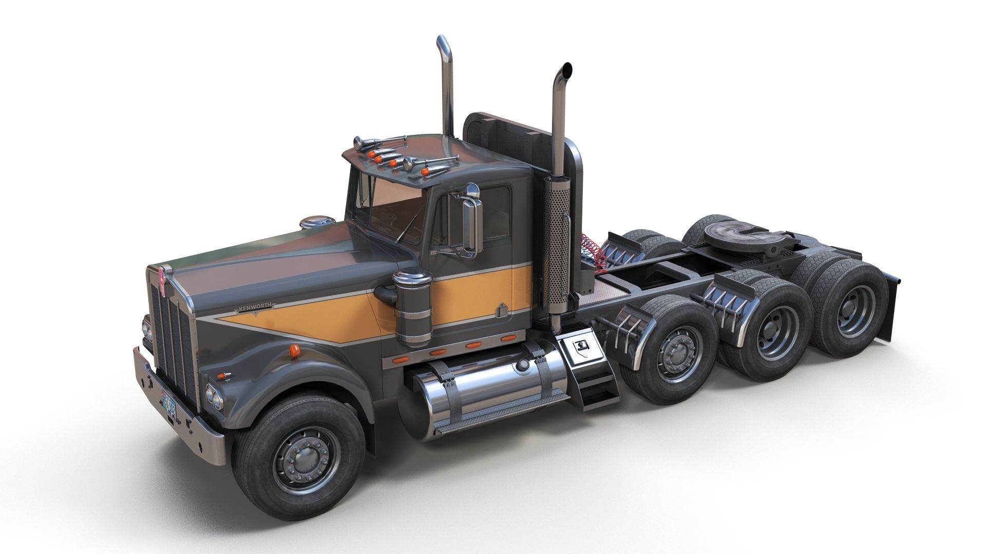 Kenworth W900A Day Cab Heavy Haul Spec Tractor  Low-poly 3D model_7