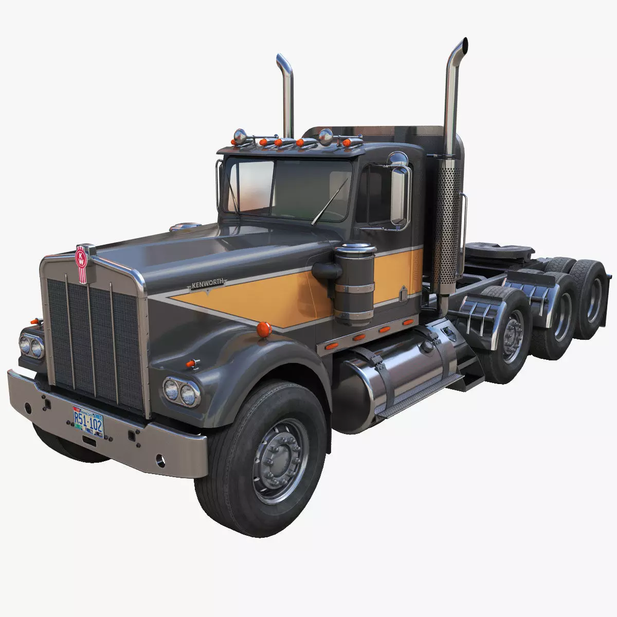 Kenworth W900A Day Cab Heavy Haul Spec Tractor  Low-poly 3D model_0