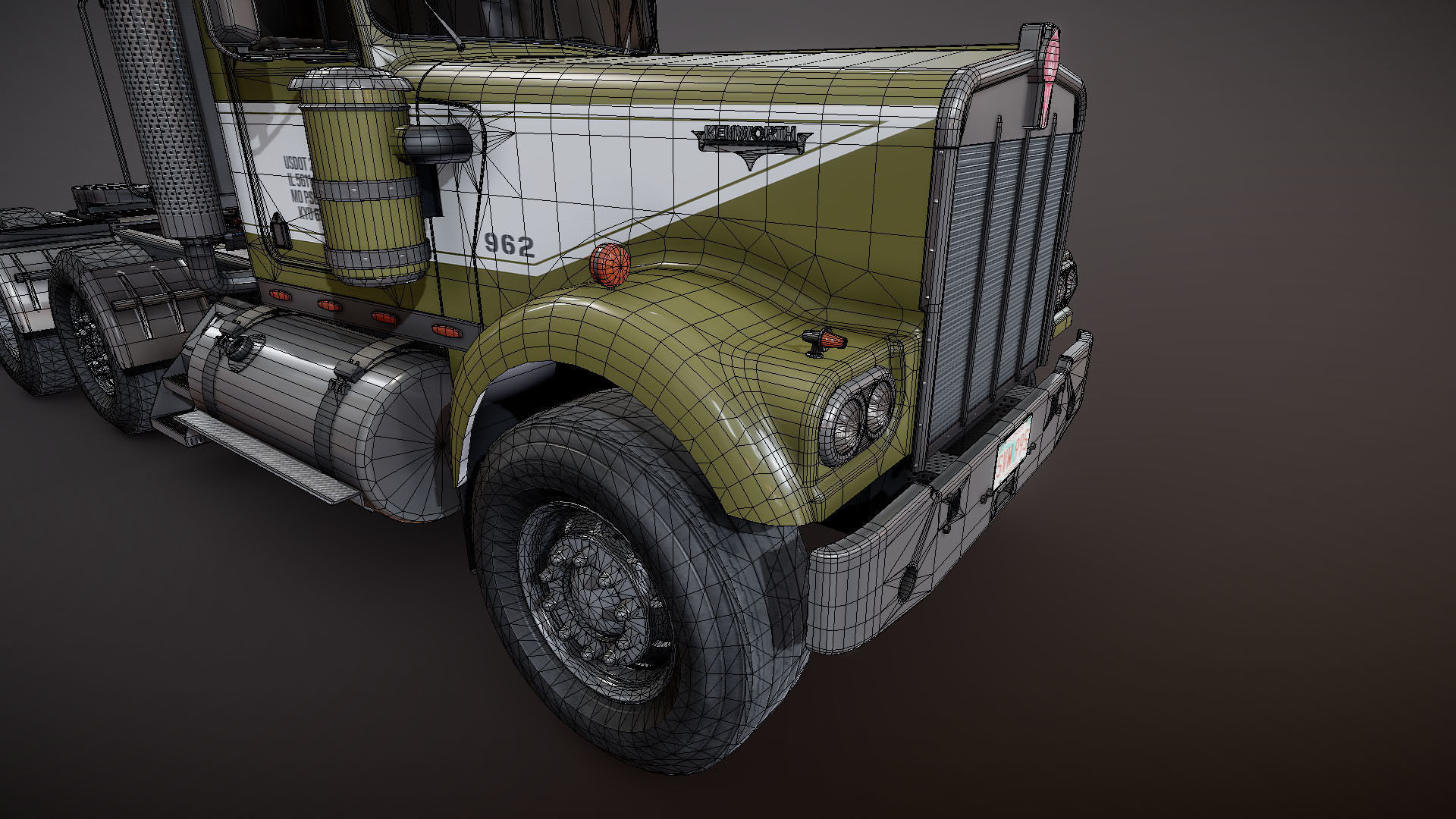 Kenworth W900A Day Cab Heavy Haul Spec Tractor  Low-poly 3D model_23