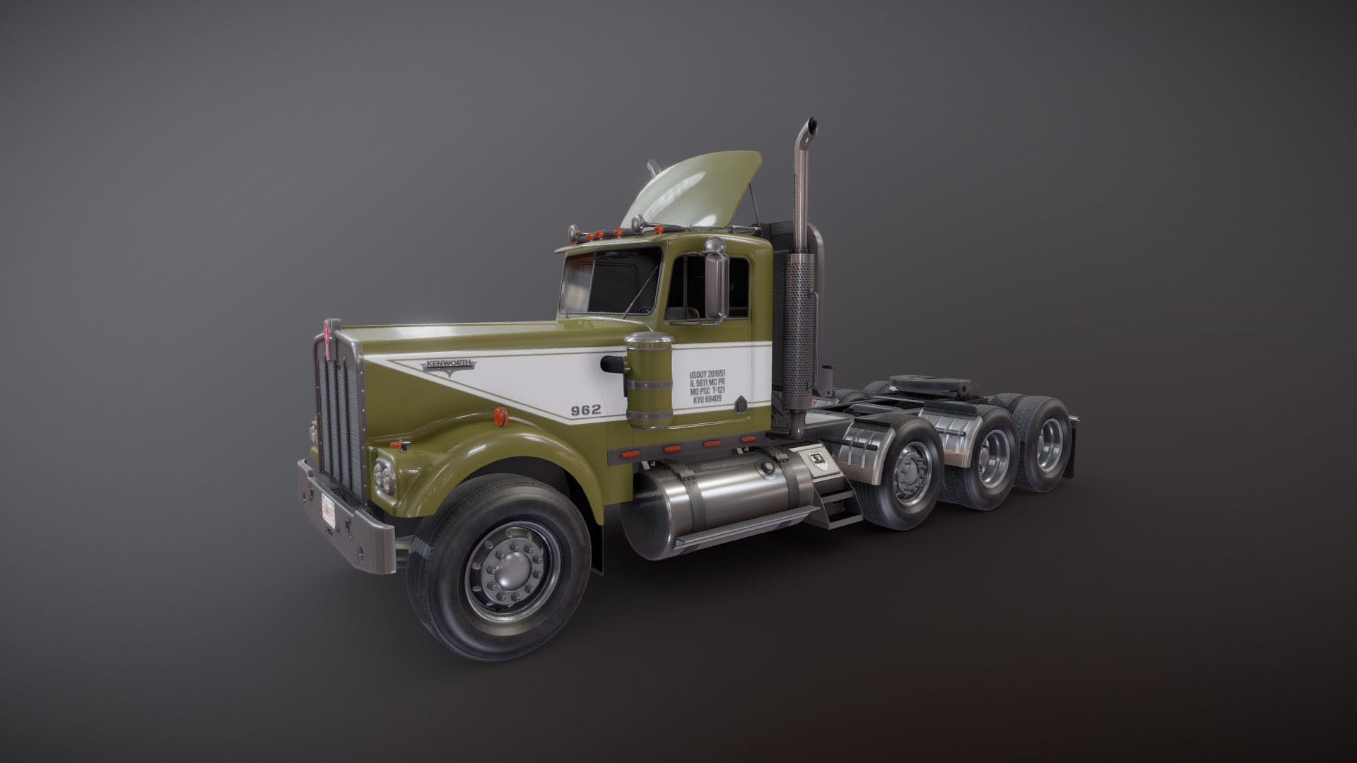 Kenworth W900A Day Cab Heavy Haul Spec Tractor  Low-poly 3D model_17