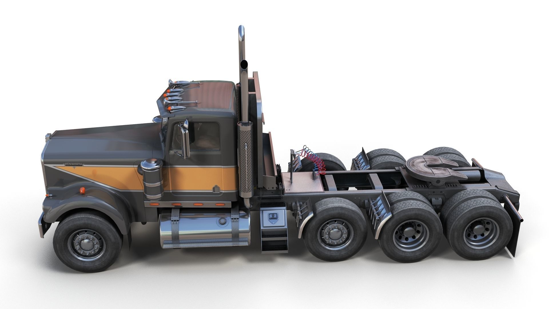 Kenworth W900A Day Cab Heavy Haul Spec Tractor  Low-poly 3D model_5
