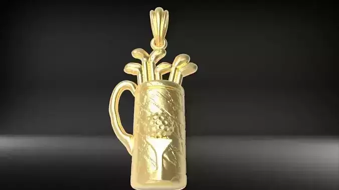 Golf Bag  Clubs  Sports Pendant Necklace JEWELRY 3D print model
