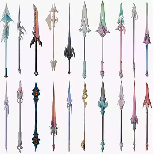 20 STYLIZED SPEAR MODELS PACK 1 - LOW POLY Low-poly 3D model