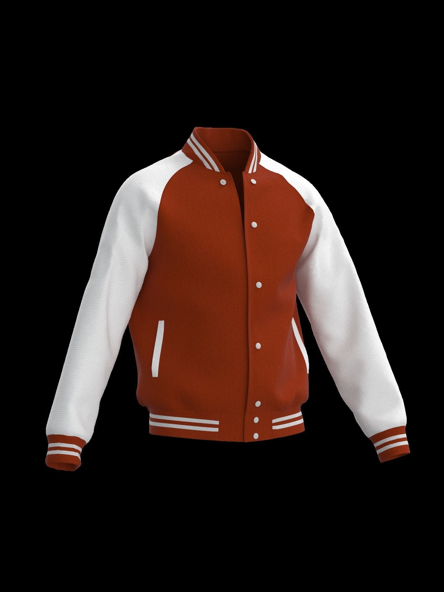 Male raglan varsity jacket 3D model_1