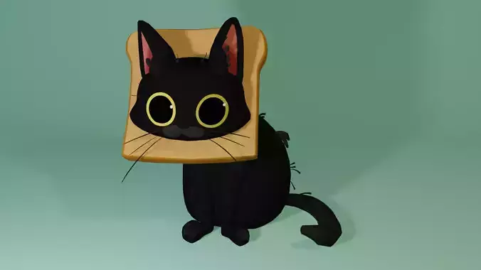 Low Poly Toast Cat Meme