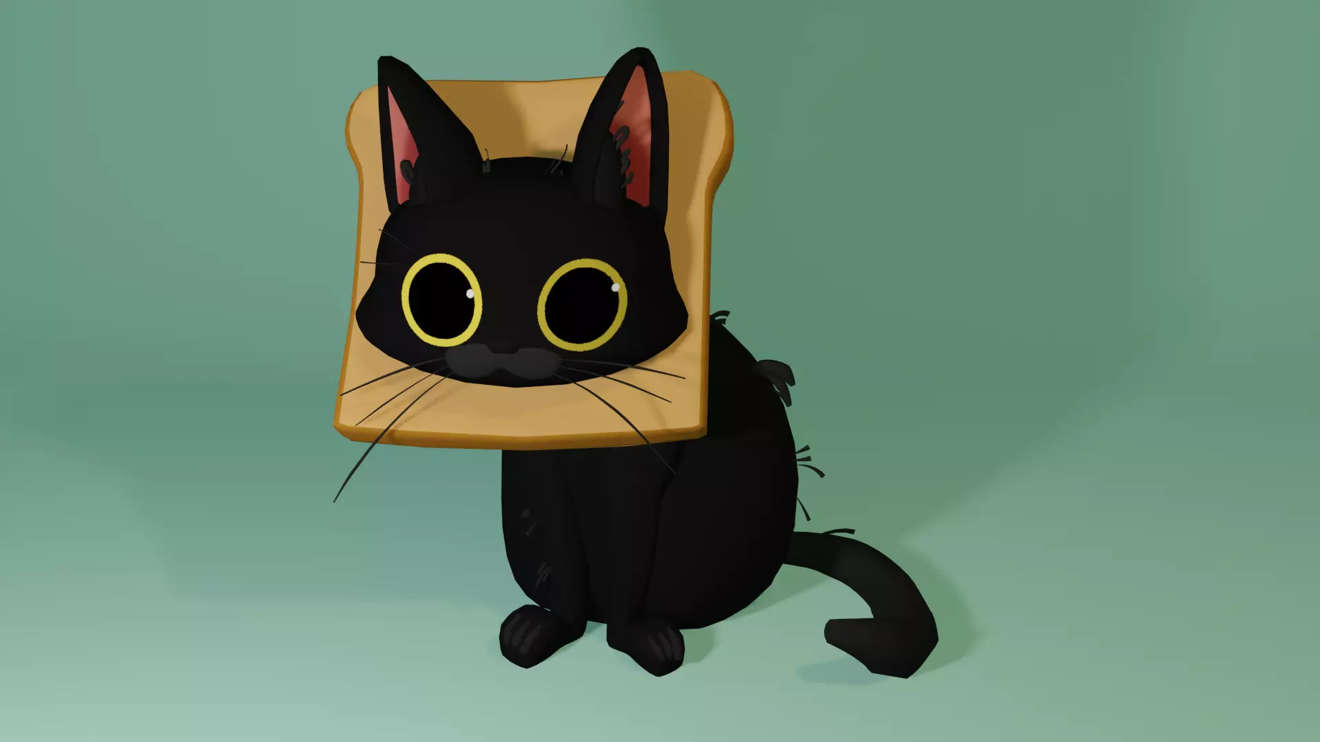 Low Poly Toast Cat Meme Low-poly 3D model_0