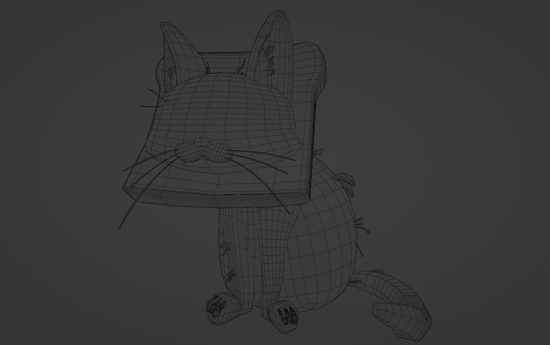 Low Poly Toast Cat Meme Low-poly 3D model_5