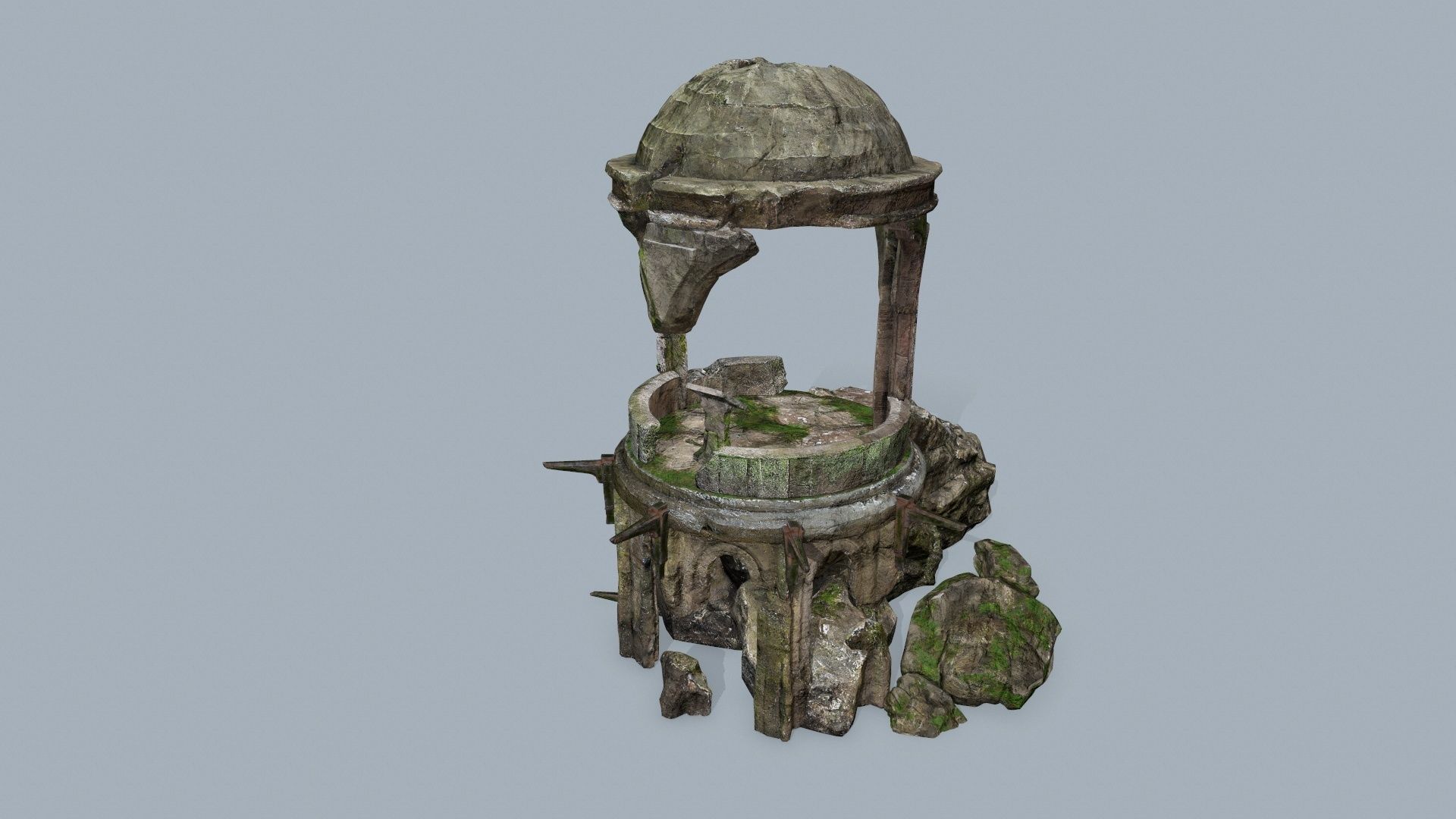 old temple Low-poly 3D model_3