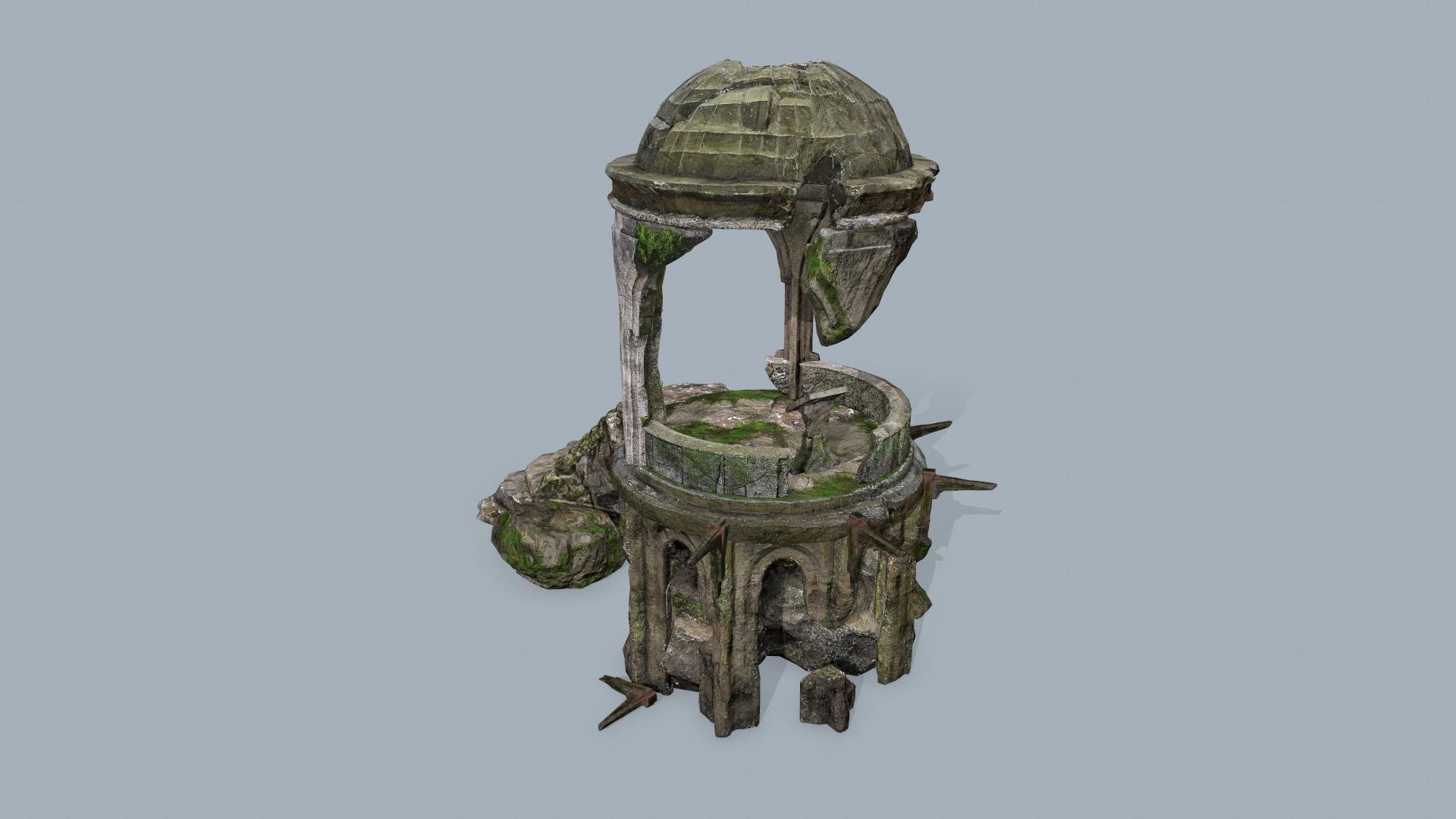 old temple Low-poly 3D model_2