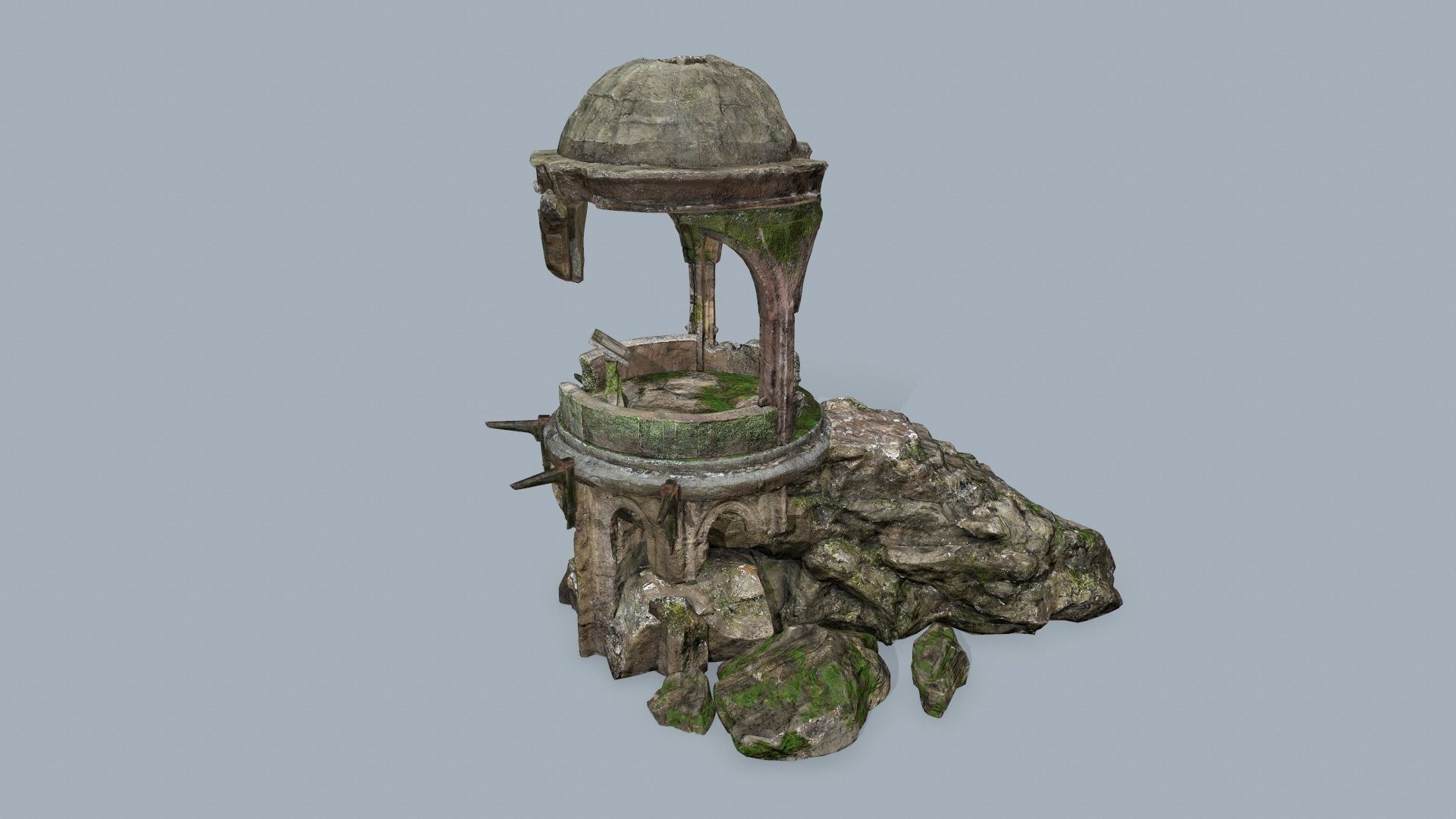 old temple Low-poly 3D model_4