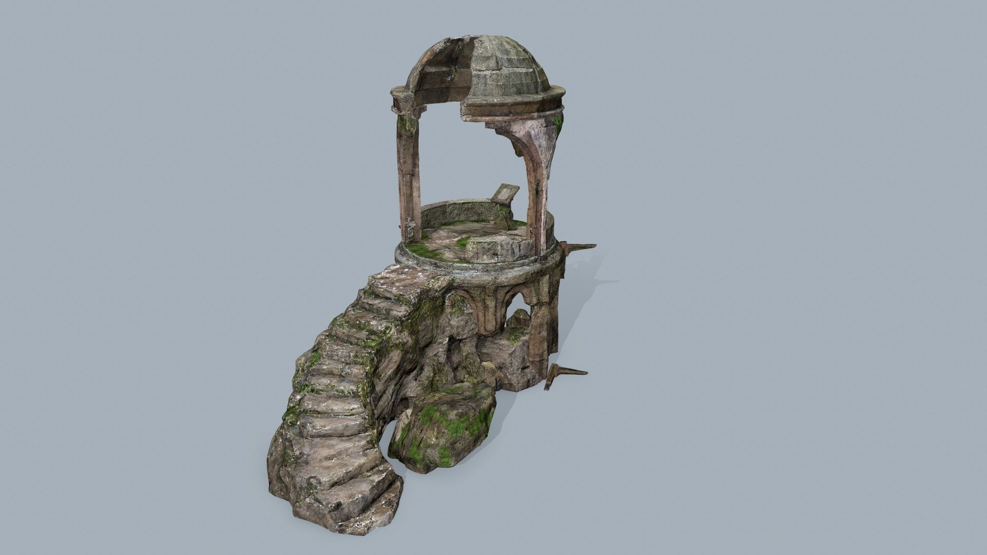 old temple Low-poly 3D model_7