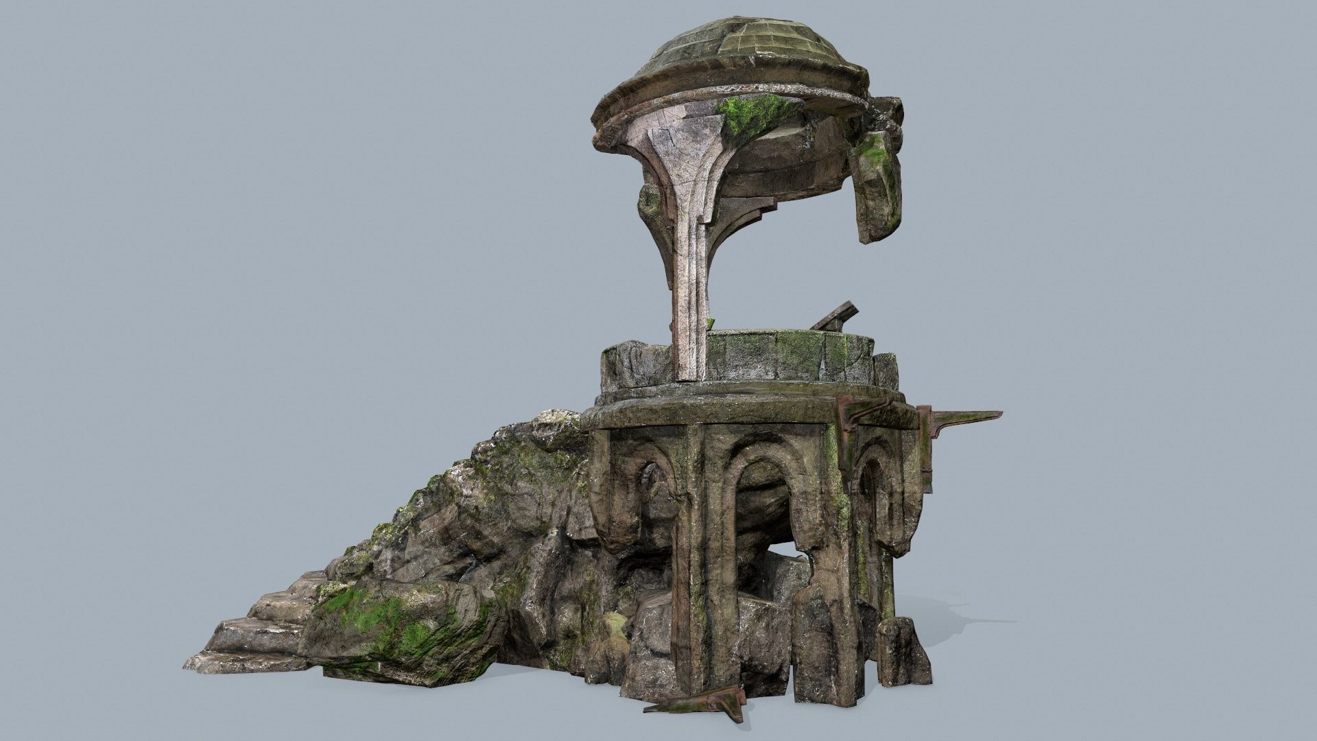 old temple Low-poly 3D model_9