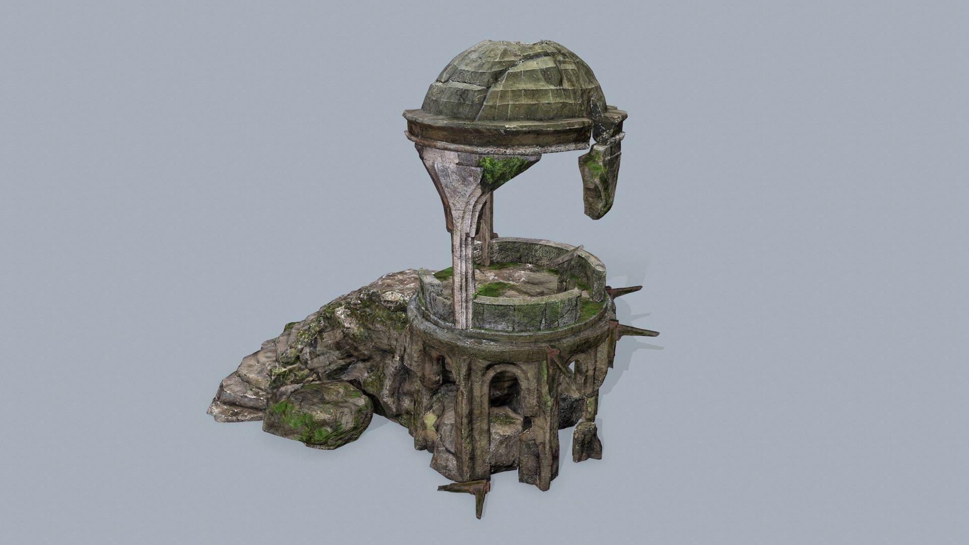 old temple Low-poly 3D model_1