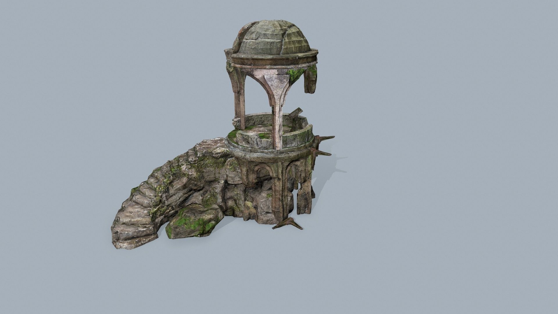old temple Low-poly 3D model_8