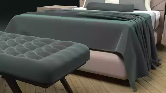 Modern 3D Bed Model for Interior Design 3D model