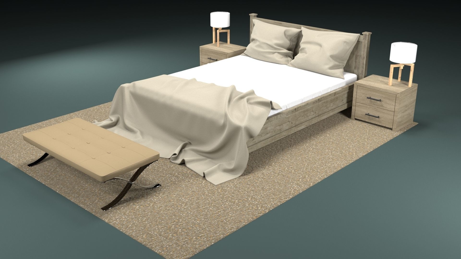 3D Bed Model for Interior Design 3D model_2