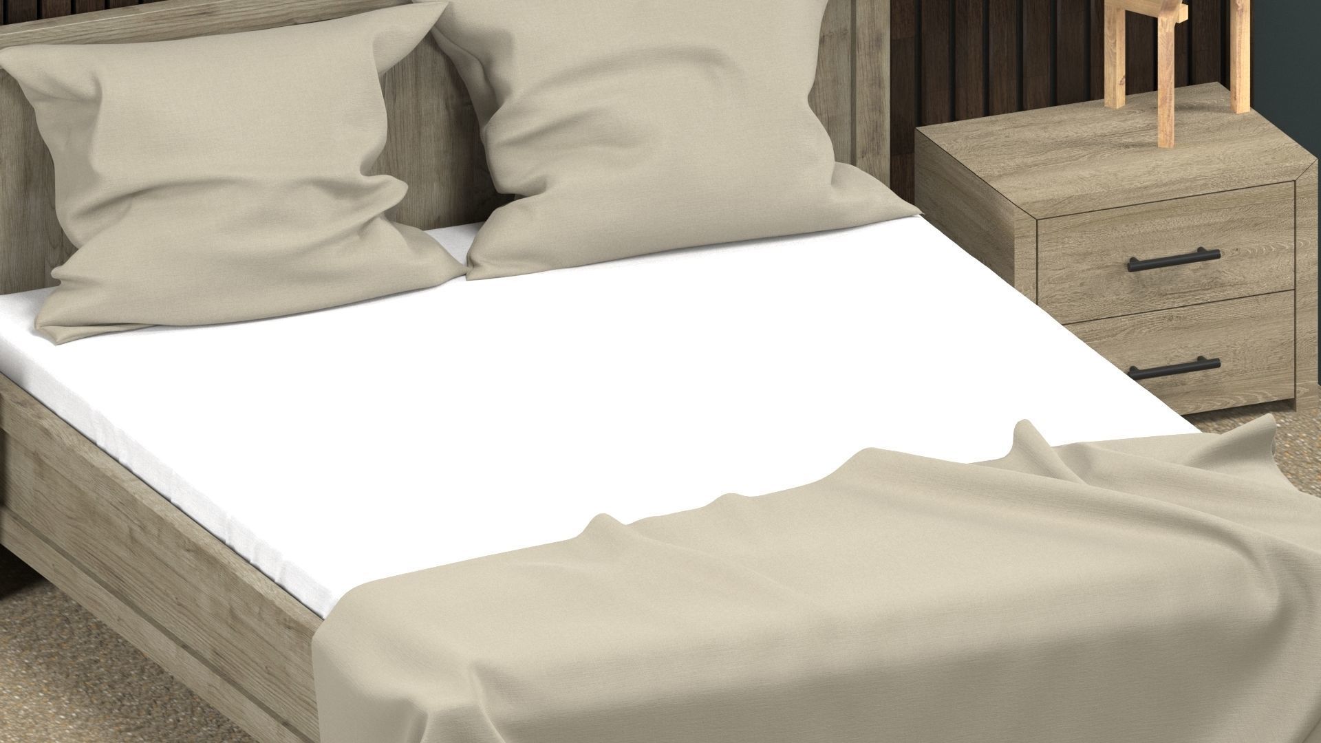 3D Bed Model for Interior Design 3D model_4