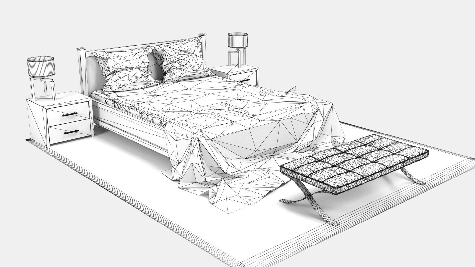 3D Bed Model for Interior Design 3D model_5