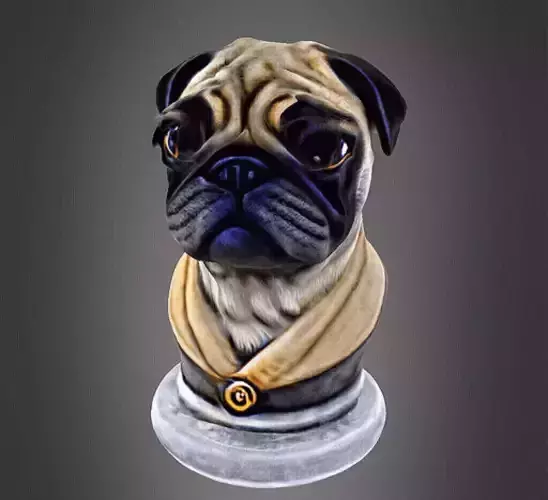 Pug bust 3D print model