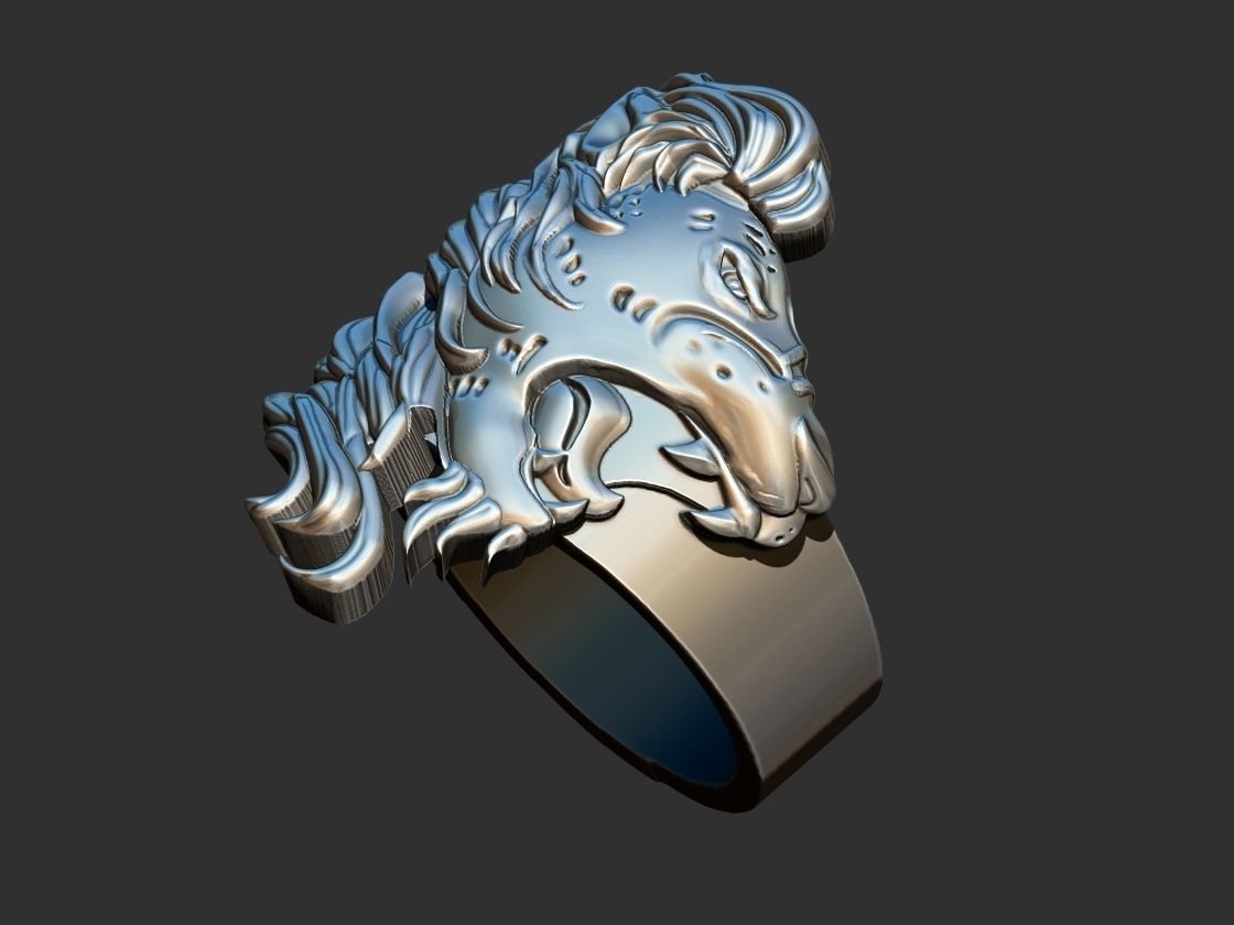 Lion Ring 3D print model_5
