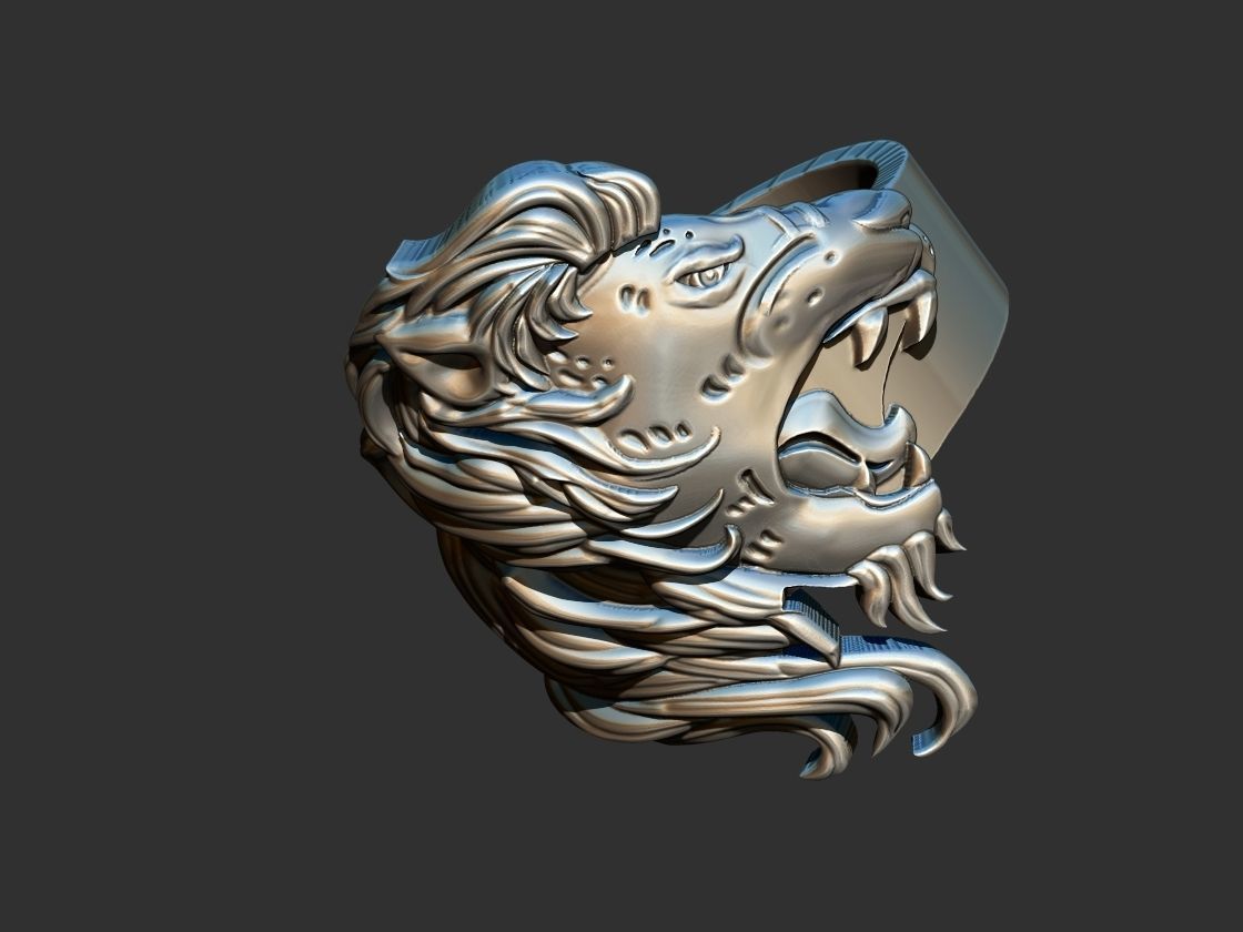 Lion Ring 3D print model_9