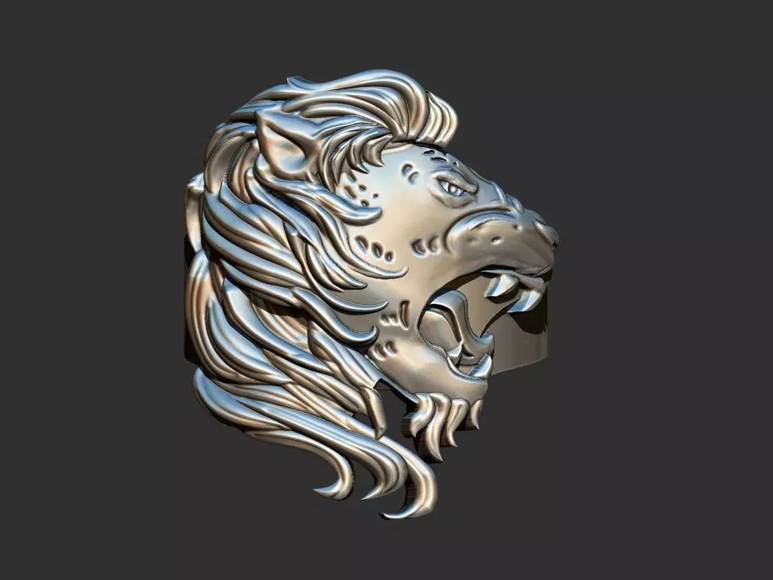 Lion Ring 3D print model_0