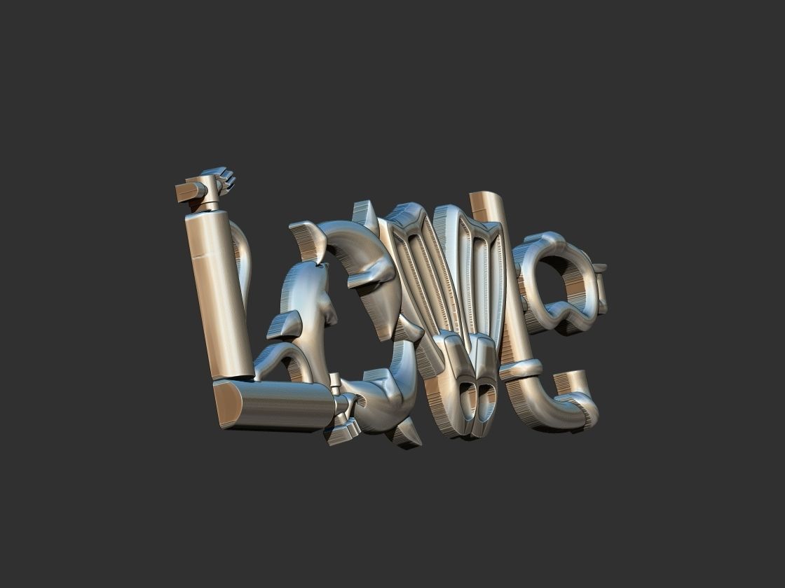 Diving Love pendant 3D print model_2