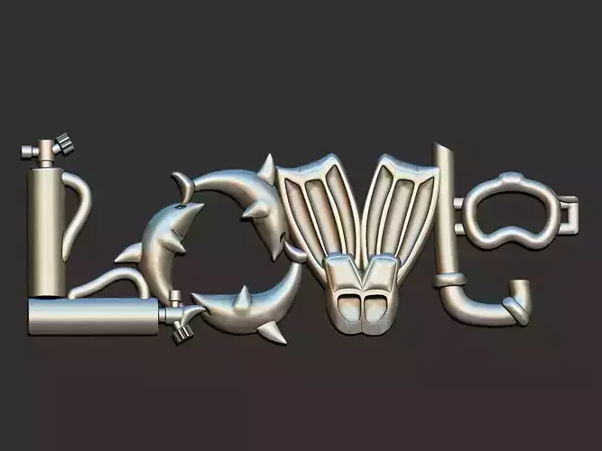 Diving Love pendant 3D print model