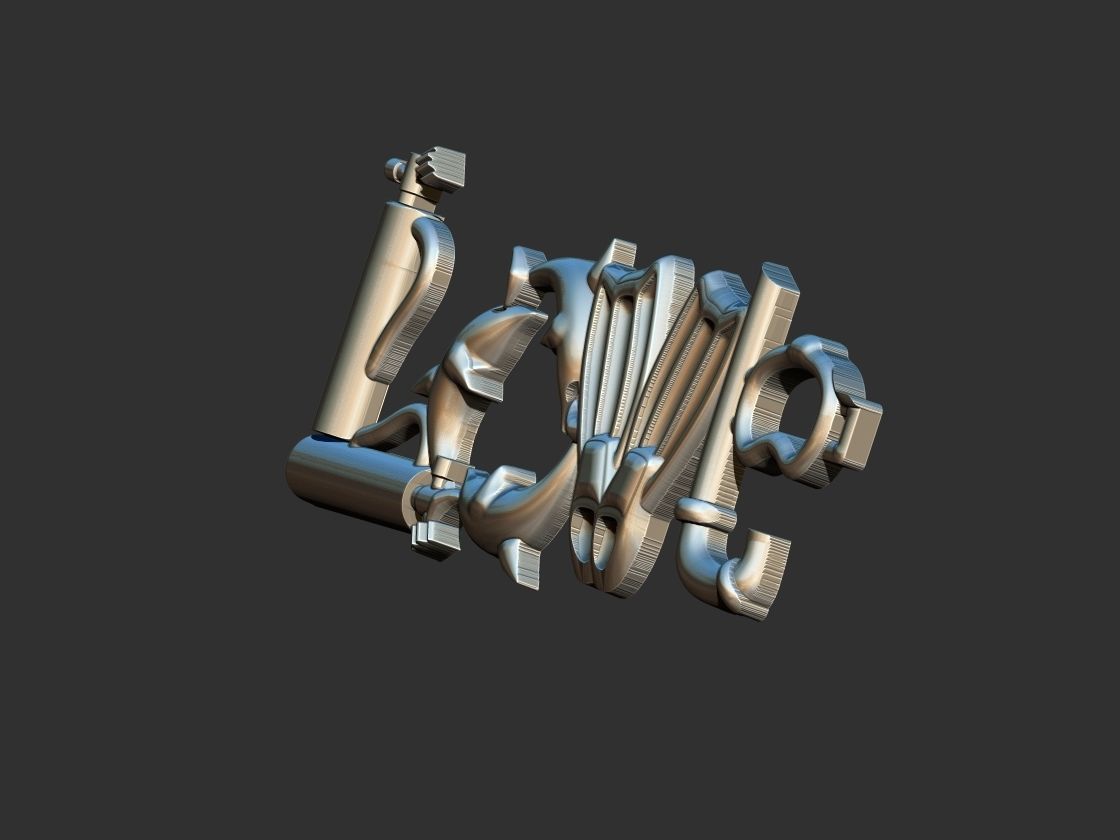 Diving Love pendant 3D print model_6