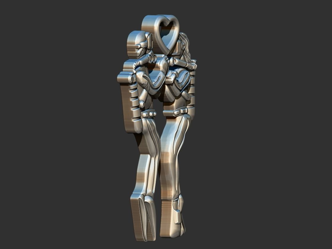 Divers Love Pendant 3D print model_2