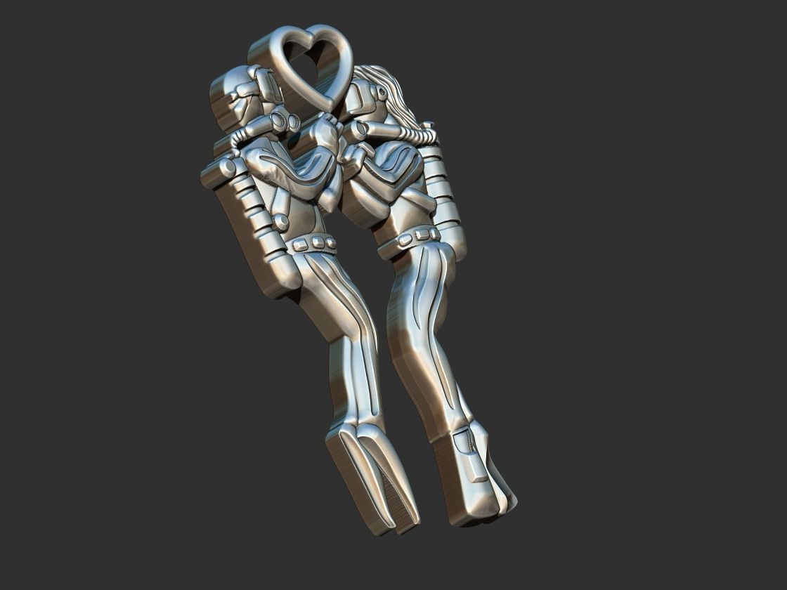 Divers Love Pendant 3D print model_12