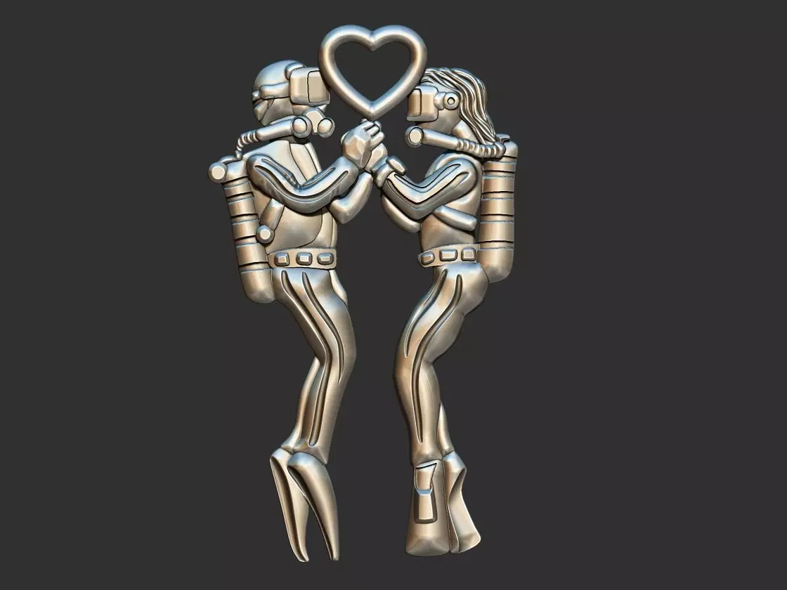 Divers Love Pendant 3D print model_0