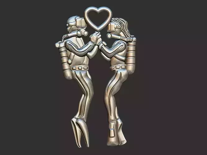 Divers Love Pendant 3D print model