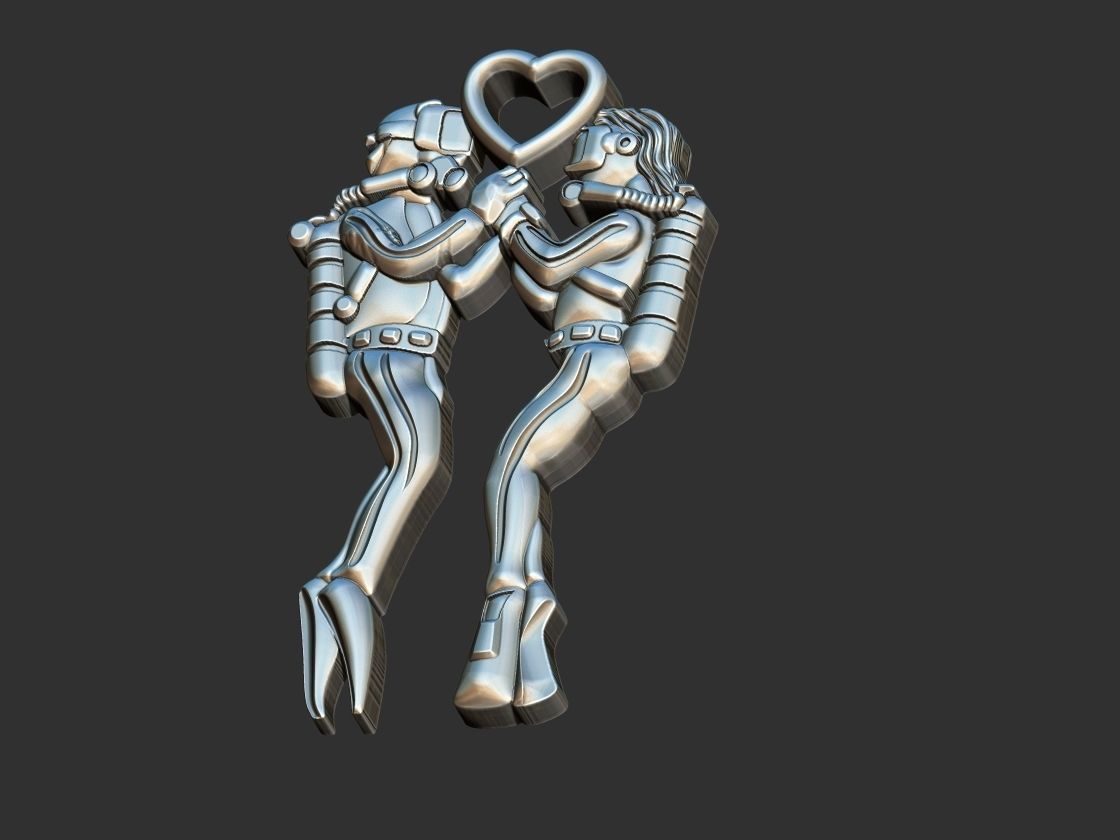 Divers Love Pendant 3D print model_11