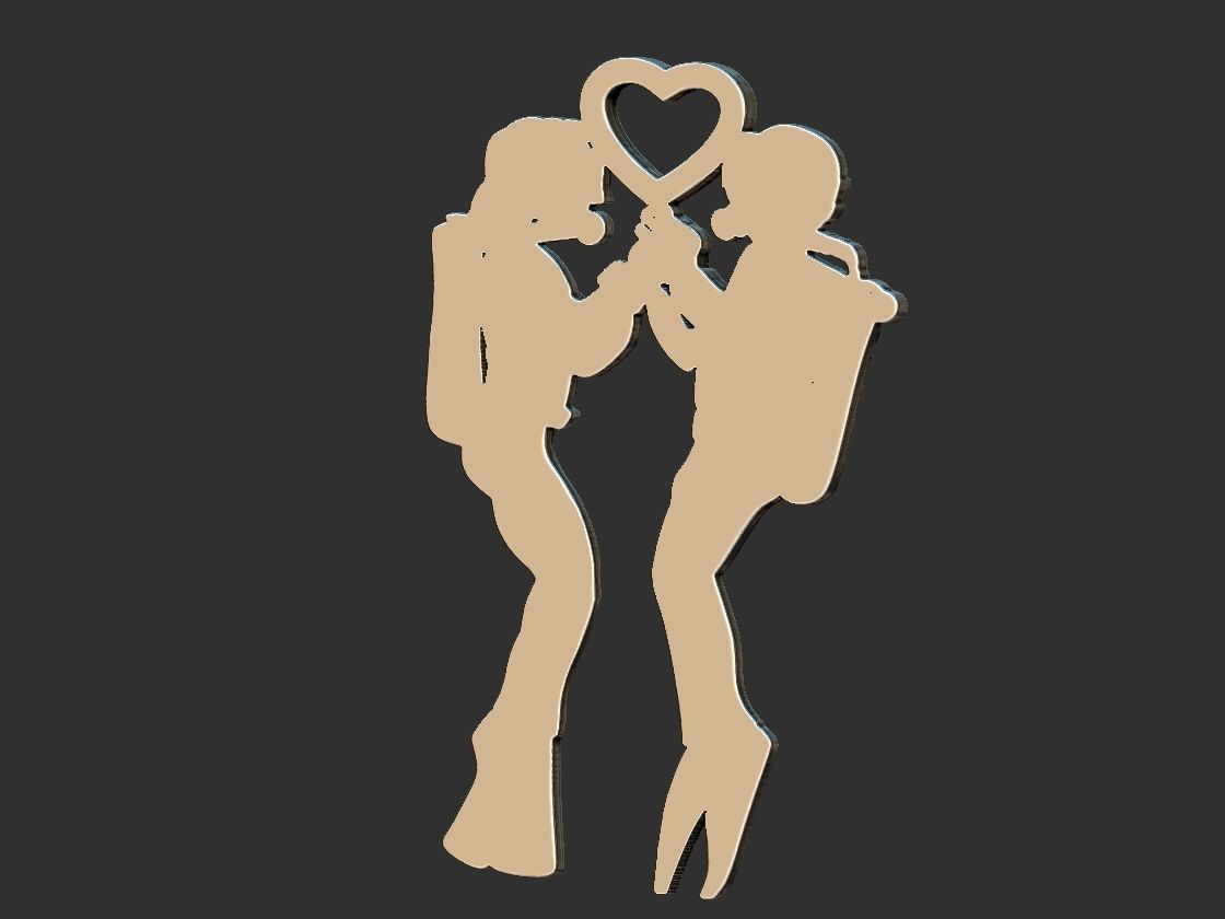 Divers Love Pendant 3D print model_7