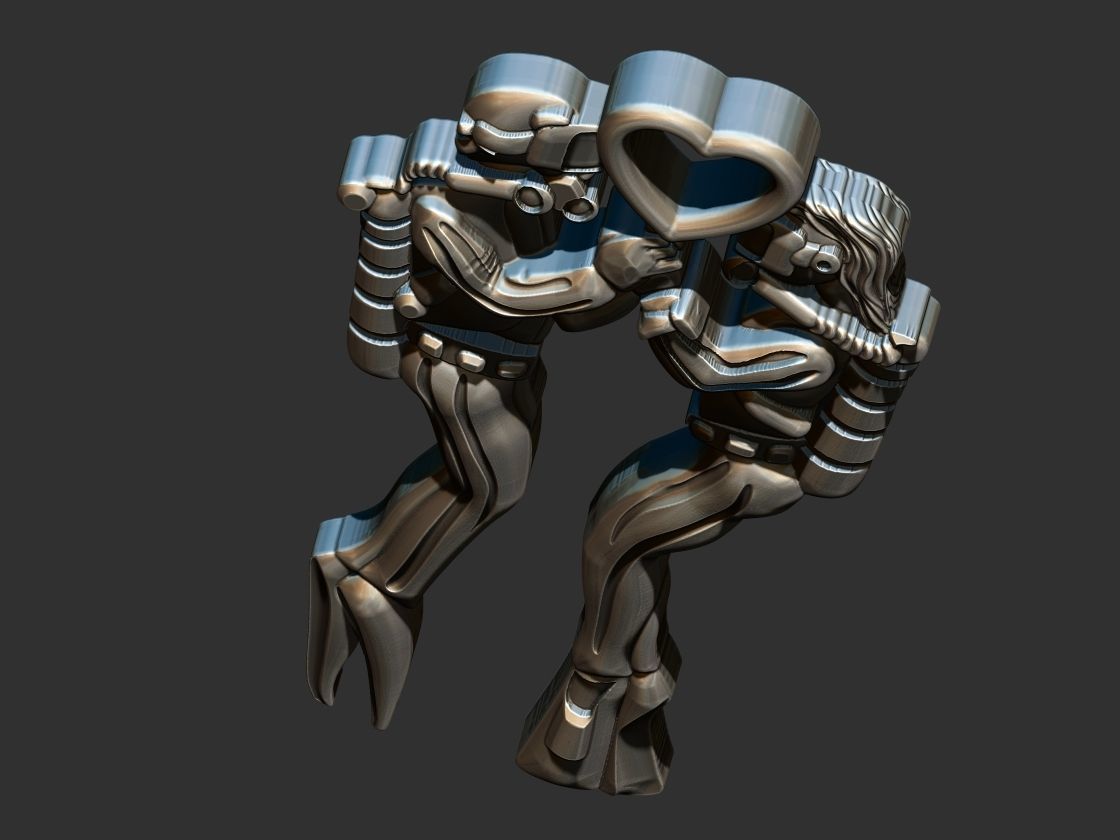Divers Love Pendant 3D print model_4