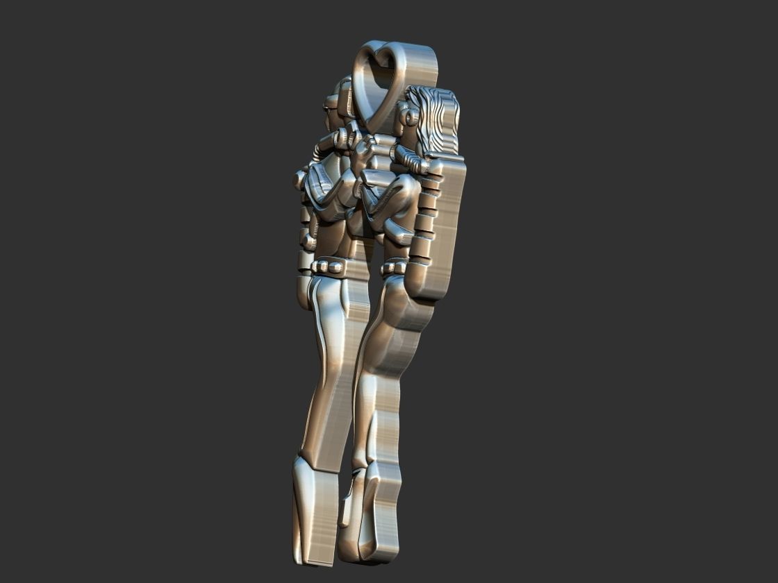 Divers Love Pendant 3D print model_9
