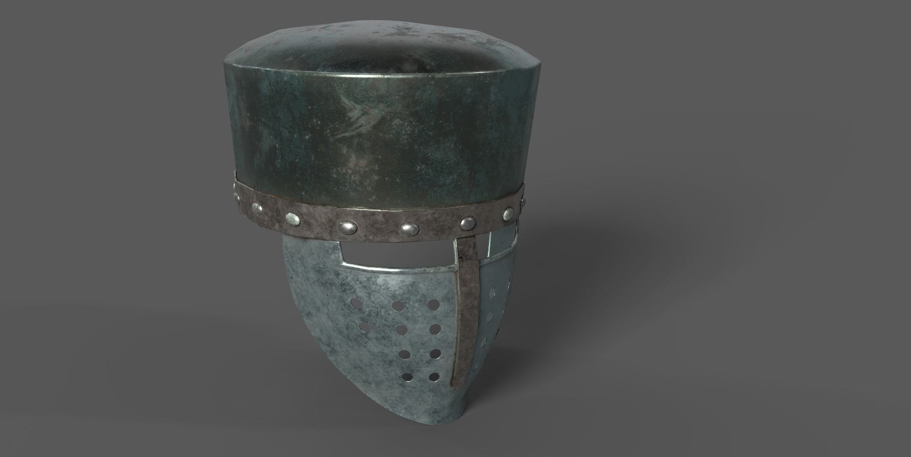 Helmet warrior 10 medieval game asset Low-poly 3D model_3