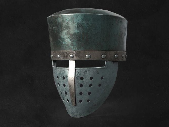 Helmet warrior 10 medieval game asset Low-poly 3D model_1