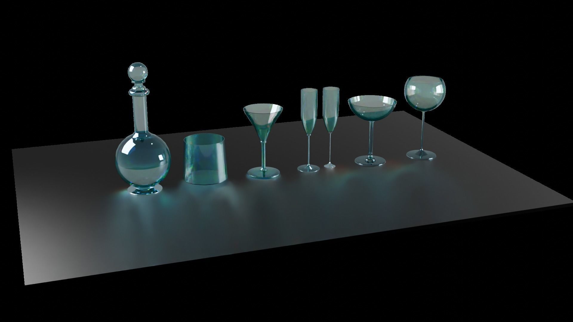 glass bottles 3D model_1