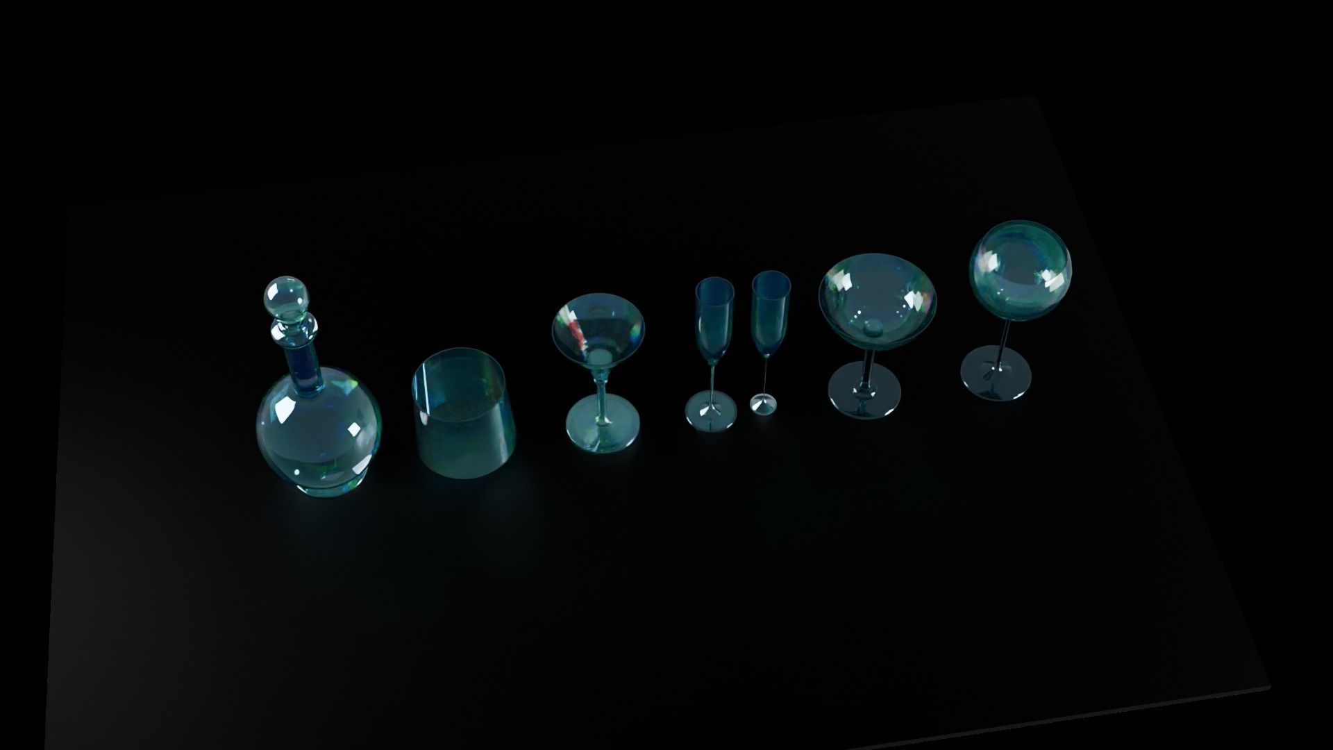 glass bottles 3D model_4