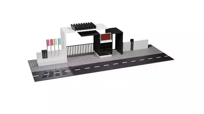 villa entry gate 3d model