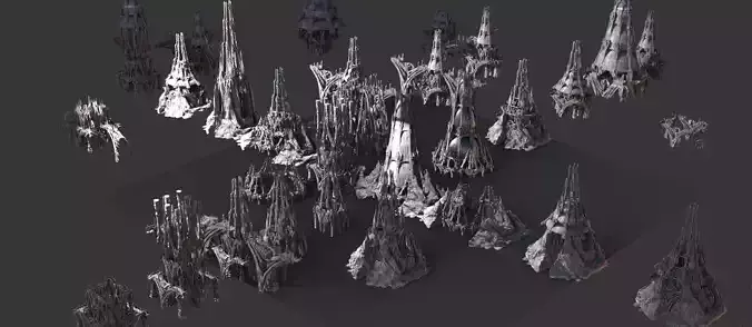 Hyborian Ancient Temple arena towers collection 3D 3D model