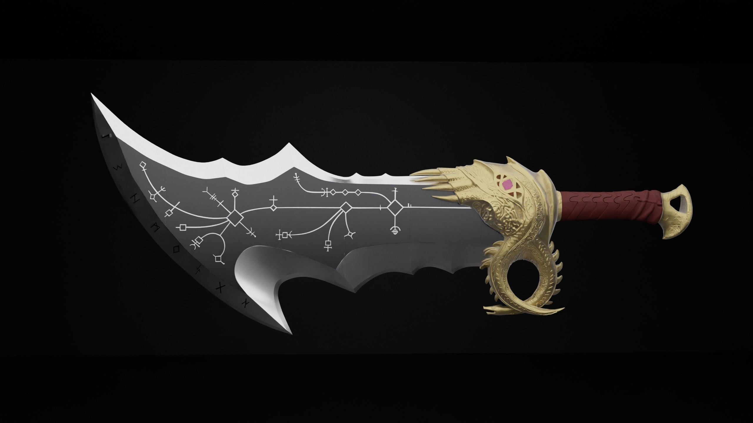 God of War 2018 Kratos blades of chaos level 5 3d model print 3D print model_2