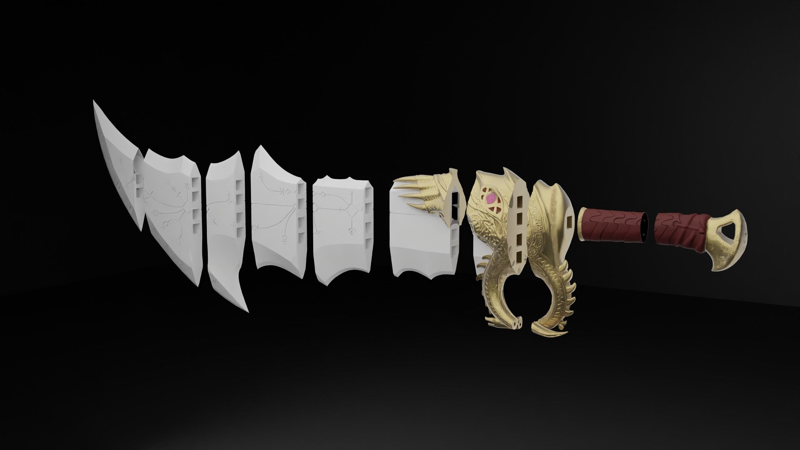 God of War 2018 Kratos blades of chaos level 5 3d model print 3D print model_4