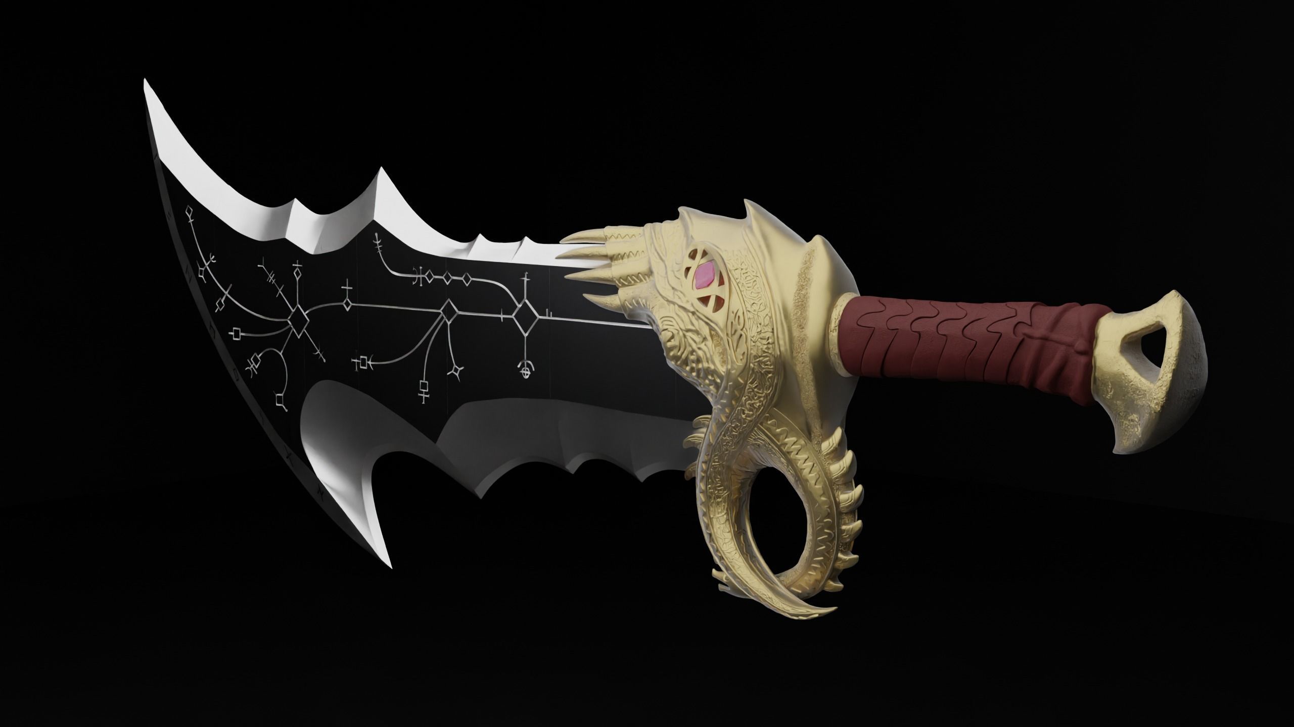 God of War 2018 Kratos blades of chaos level 5 3d model print 3D print model_7