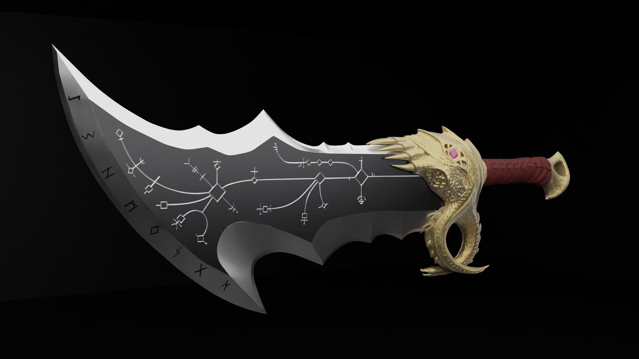 God of War 2018 Kratos blades of chaos level 5 3d model print 3D print model_3